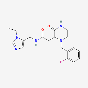 molecular formula C19H24FN5O2 B5336950 N-[(1-ethyl-1H-imidazol-5-yl)methyl]-2-[1-(2-fluorobenzyl)-3-oxo-2-piperazinyl]acetamide 