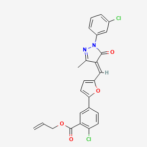molecular formula C25H18Cl2N2O4 B5336956 prop-2-enyl 2-chloro-5-[5-[(E)-[1-(3-chlorophenyl)-3-methyl-5-oxopyrazol-4-ylidene]methyl]furan-2-yl]benzoate 