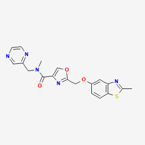molecular formula C19H17N5O3S B5337066 N-methyl-2-{[(2-methyl-1,3-benzothiazol-5-yl)oxy]methyl}-N-(pyrazin-2-ylmethyl)-1,3-oxazole-4-carboxamide 