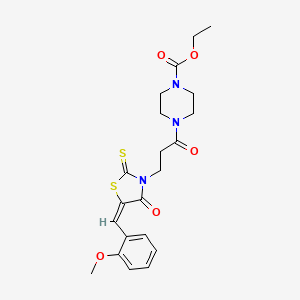 molecular formula C21H25N3O5S2 B5337136 ethyl 4-{3-[5-(2-methoxybenzylidene)-4-oxo-2-thioxo-1,3-thiazolidin-3-yl]propanoyl}-1-piperazinecarboxylate 