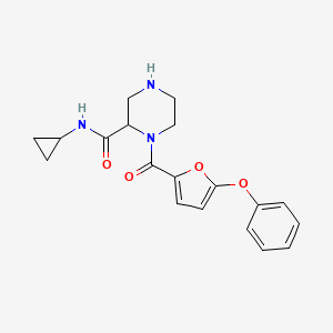 molecular formula C19H21N3O4 B5337148 N-cyclopropyl-1-(5-phenoxy-2-furoyl)-2-piperazinecarboxamide 