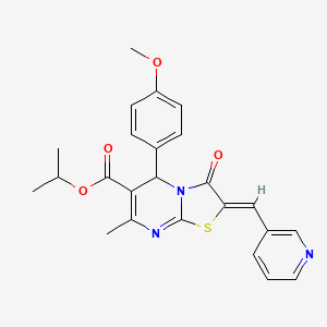 molecular formula C24H23N3O4S B5337163 isopropyl 5-(4-methoxyphenyl)-7-methyl-3-oxo-2-(3-pyridinylmethylene)-2,3-dihydro-5H-[1,3]thiazolo[3,2-a]pyrimidine-6-carboxylate 