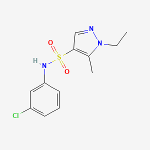 molecular formula C12H14ClN3O2S B5337584 N-(3-chlorophenyl)-1-ethyl-5-methyl-1H-pyrazole-4-sulfonamide 