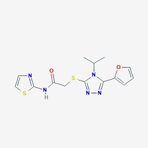 molecular formula C14H15N5O2S2 B5337586 2-{[5-(2-FURYL)-4-ISOPROPYL-4H-1,2,4-TRIAZOL-3-YL]SULFANYL}-N-(1,3-THIAZOL-2-YL)ACETAMIDE 