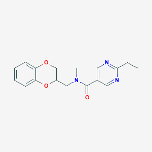 molecular formula C17H19N3O3 B5337607 N-(2,3-dihydro-1,4-benzodioxin-2-ylmethyl)-2-ethyl-N-methylpyrimidine-5-carboxamide 
