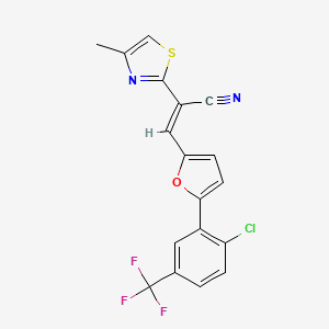 molecular formula C18H10ClF3N2OS B5337661 3-{5-[2-chloro-5-(trifluoromethyl)phenyl]-2-furyl}-2-(4-methyl-1,3-thiazol-2-yl)acrylonitrile 