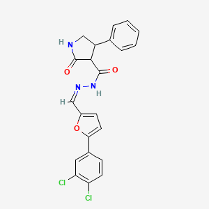 molecular formula C22H17Cl2N3O3 B5337699 N'-{[5-(3,4-dichlorophenyl)-2-furyl]methylene}-2-oxo-4-phenyl-3-pyrrolidinecarbohydrazide 