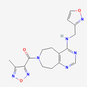 molecular formula C16H17N7O3 B5337736 N-(isoxazol-3-ylmethyl)-7-[(4-methyl-1,2,5-oxadiazol-3-yl)carbonyl]-6,7,8,9-tetrahydro-5H-pyrimido[4,5-d]azepin-4-amine 