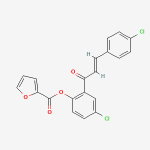 molecular formula C20H12Cl2O4 B5337756 4-chloro-2-[3-(4-chlorophenyl)acryloyl]phenyl 2-furoate 
