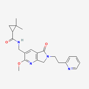 molecular formula C22H26N4O3 B5337839 N-{[2-methoxy-5-oxo-6-(2-pyridin-2-ylethyl)-6,7-dihydro-5H-pyrrolo[3,4-b]pyridin-3-yl]methyl}-2,2-dimethylcyclopropanecarboxamide 