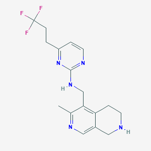molecular formula C17H20F3N5 B5337986 N-[(3-methyl-5,6,7,8-tetrahydro-2,7-naphthyridin-4-yl)methyl]-4-(3,3,3-trifluoropropyl)-2-pyrimidinamine dihydrochloride 