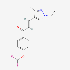 molecular formula C16H16F2N2O2 B5338075 1-[4-(difluoromethoxy)phenyl]-3-(1-ethyl-3-methyl-1H-pyrazol-4-yl)-2-propen-1-one 