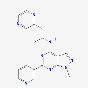 molecular formula C18H18N8 B5338130 1-methyl-N-[1-methyl-2-(2-pyrazinyl)ethyl]-6-(3-pyridinyl)-1H-pyrazolo[3,4-d]pyrimidin-4-amine 