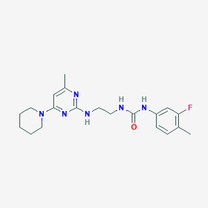 molecular formula C20H27FN6O B5338277 N-(3-fluoro-4-methylphenyl)-N'-(2-{[4-methyl-6-(1-piperidinyl)-2-pyrimidinyl]amino}ethyl)urea 