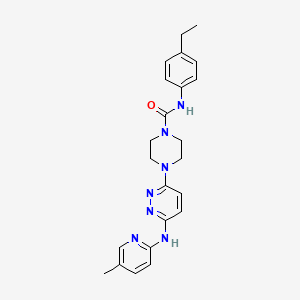 molecular formula C23H27N7O B5338625 N-(4-ethylphenyl)-4-{6-[(5-methyl-2-pyridinyl)amino]-3-pyridazinyl}-1-piperazinecarboxamide 