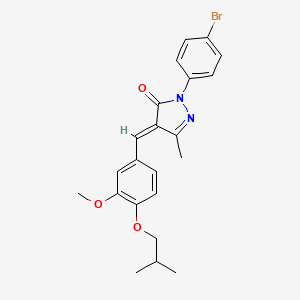 molecular formula C22H23BrN2O3 B5338643 (4E)-2-(4-bromophenyl)-4-[[3-methoxy-4-(2-methylpropoxy)phenyl]methylidene]-5-methylpyrazol-3-one 