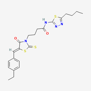 molecular formula C22H26N4O2S3 B5338820 N-(5-butyl-1,3,4-thiadiazol-2-yl)-4-[(5Z)-5-(4-ethylbenzylidene)-4-oxo-2-thioxo-1,3-thiazolidin-3-yl]butanamide 