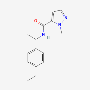 molecular formula C15H19N3O B5338923 N-[1-(4-ethylphenyl)ethyl]-1-methyl-1H-pyrazole-5-carboxamide 