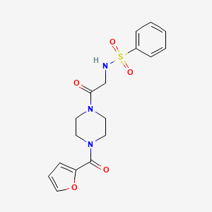 molecular formula C17H19N3O5S B5339015 N-{2-[4-(2-furoyl)-1-piperazinyl]-2-oxoethyl}benzenesulfonamide 