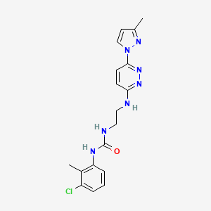 molecular formula C18H20ClN7O B5339023 N-(3-chloro-2-methylphenyl)-N'-(2-{[6-(3-methyl-1H-pyrazol-1-yl)-3-pyridazinyl]amino}ethyl)urea 