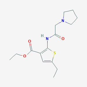 molecular formula C15H22N2O3S B5339139 ethyl 5-ethyl-2-[(1-pyrrolidinylacetyl)amino]-3-thiophenecarboxylate 