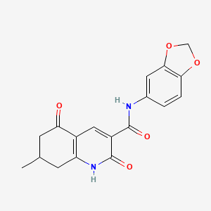 molecular formula C18H16N2O5 B5339362 N-(2H-1,3-BENZODIOXOL-5-YL)-7-METHYL-2,5-DIOXO-1,2,5,6,7,8-HEXAHYDROQUINOLINE-3-CARBOXAMIDE 