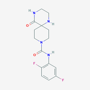 molecular formula C15H18F2N4O2 B5339382 N-(2,5-difluorophenyl)-5-oxo-1,4,9-triazaspiro[5.5]undecane-9-carboxamide 