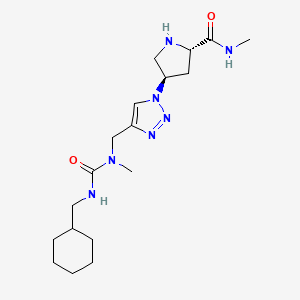 molecular formula C18H31N7O2 B5339402 (4R)-4-(4-{[{[(cyclohexylmethyl)amino]carbonyl}(methyl)amino]methyl}-1H-1,2,3-triazol-1-yl)-N-methyl-L-prolinamide hydrochloride 