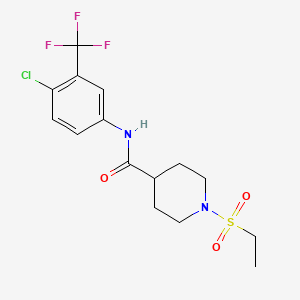 molecular formula C15H18ClF3N2O3S B5339518 N-[4-chloro-3-(trifluoromethyl)phenyl]-1-(ethylsulfonyl)piperidine-4-carboxamide 