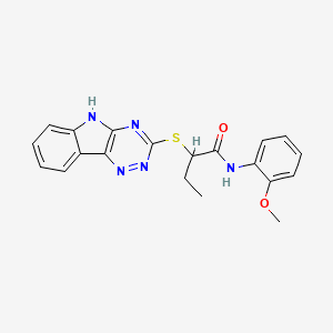 molecular formula C20H19N5O2S B5339718 N-(2-methoxyphenyl)-2-(5H-[1,2,4]triazino[5,6-b]indol-3-ylthio)butanamide 