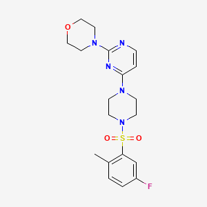molecular formula C19H24FN5O3S B5339727 4-(4-{4-[(5-fluoro-2-methylphenyl)sulfonyl]-1-piperazinyl}-2-pyrimidinyl)morpholine 