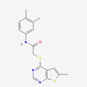 molecular formula C17H17N3OS2 B5339766 N-(3,4-dimethylphenyl)-2-[(6-methylthieno[2,3-d]pyrimidin-4-yl)thio]acetamide 