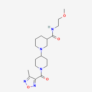 molecular formula C18H29N5O4 B5339789 N-(2-methoxyethyl)-1'-[(4-methyl-1,2,5-oxadiazol-3-yl)carbonyl]-1,4'-bipiperidine-3-carboxamide 