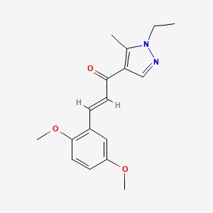 molecular formula C17H20N2O3 B5340151 (E)-3-(2,5-DIMETHOXYPHENYL)-1-(1-ETHYL-5-METHYL-1H-PYRAZOL-4-YL)-2-PROPEN-1-ONE 