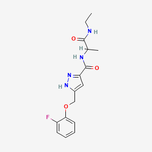 molecular formula C16H19FN4O3 B5340178 N-[2-(ethylamino)-1-methyl-2-oxoethyl]-5-[(2-fluorophenoxy)methyl]-1H-pyrazole-3-carboxamide 