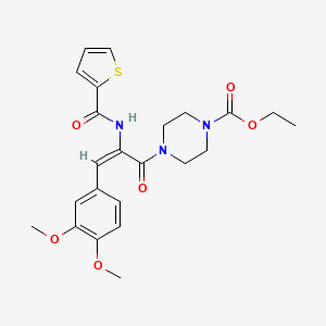 molecular formula C23H27N3O6S B5340207 ethyl 4-{3-(3,4-dimethoxyphenyl)-2-[(2-thienylcarbonyl)amino]acryloyl}-1-piperazinecarboxylate 