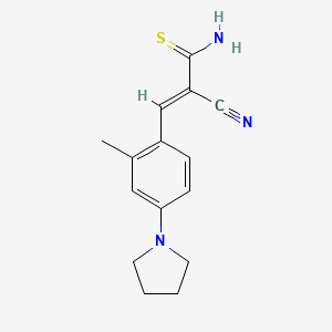 molecular formula C15H17N3S B5340233 2-cyano-3-[2-methyl-4-(1-pyrrolidinyl)phenyl]-2-propenethioamide 