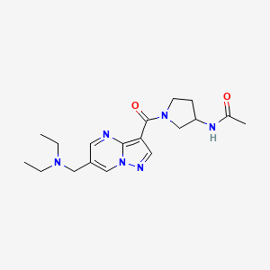 molecular formula C18H26N6O2 B5340498 N-[1-({6-[(diethylamino)methyl]pyrazolo[1,5-a]pyrimidin-3-yl}carbonyl)pyrrolidin-3-yl]acetamide 