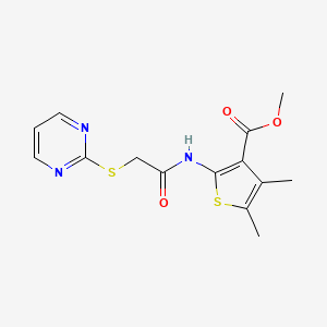 molecular formula C14H15N3O3S2 B5340664 methyl 4,5-dimethyl-2-{[(2-pyrimidinylthio)acetyl]amino}-3-thiophenecarboxylate 