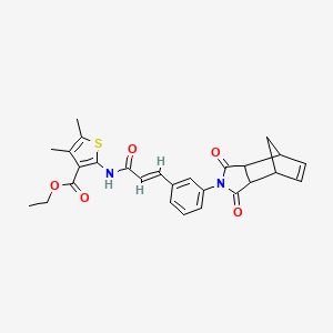 molecular formula C27H26N2O5S B5340868 ethyl 2-[[(E)-3-[3-(3,5-dioxo-4-azatricyclo[5.2.1.02,6]dec-8-en-4-yl)phenyl]prop-2-enoyl]amino]-4,5-dimethylthiophene-3-carboxylate 