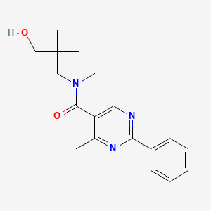 molecular formula C19H23N3O2 B5340895 N-{[1-(hydroxymethyl)cyclobutyl]methyl}-N,4-dimethyl-2-phenylpyrimidine-5-carboxamide 