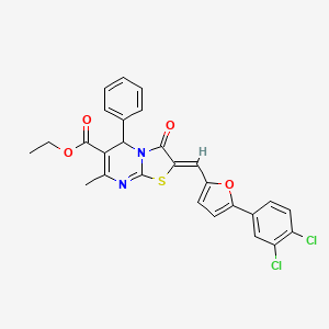 molecular formula C27H20Cl2N2O4S B5341004 ETHYL (2Z)-2-{[5-(3,4-DICHLOROPHENYL)FURAN-2-YL]METHYLIDENE}-7-METHYL-3-OXO-5-PHENYL-2H,3H,5H-[1,3]THIAZOLO[3,2-A]PYRIMIDINE-6-CARBOXYLATE 
