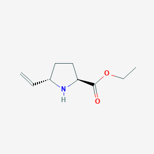 molecular formula C9H15NO2 B053413 (2S,5S)-Ethyl 5-vinylpyrrolidine-2-carboxylate CAS No. 112009-97-9