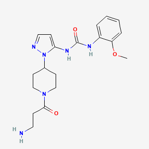 molecular formula C19H26N6O3 B5341328 N-[1-(1-beta-alanyl-4-piperidinyl)-1H-pyrazol-5-yl]-N'-(2-methoxyphenyl)urea hydrochloride 