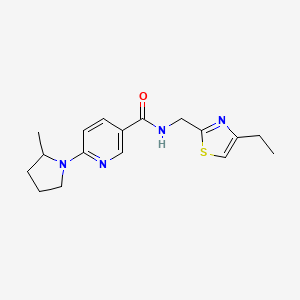 molecular formula C17H22N4OS B5341398 N-[(4-ethyl-1,3-thiazol-2-yl)methyl]-6-(2-methylpyrrolidin-1-yl)nicotinamide 