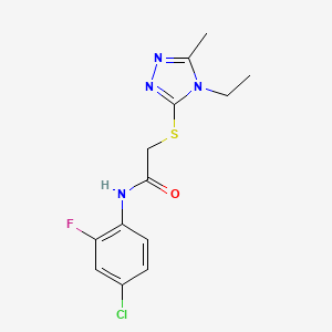molecular formula C13H14ClFN4OS B5341423 N-(4-chloro-2-fluorophenyl)-2-[(4-ethyl-5-methyl-4H-1,2,4-triazol-3-yl)sulfanyl]acetamide 