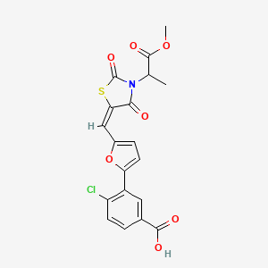 molecular formula C19H14ClNO7S B5341477 4-chloro-3-(5-{(E)-[3-(1-methoxy-1-oxopropan-2-yl)-2,4-dioxo-1,3-thiazolidin-5-ylidene]methyl}furan-2-yl)benzoic acid 