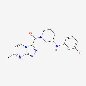 molecular formula C18H19FN6O B5341528 N-(3-fluorophenyl)-1-[(7-methyl[1,2,4]triazolo[4,3-a]pyrimidin-3-yl)carbonyl]-3-piperidinamine 