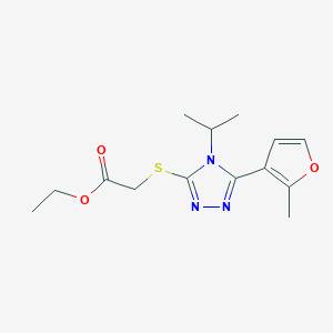 molecular formula C14H19N3O3S B5341537 ETHYL 2-{[4-ISOPROPYL-5-(2-METHYL-3-FURYL)-4H-1,2,4-TRIAZOL-3-YL]SULFANYL}ACETATE 