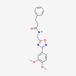 molecular formula C20H21N3O4 B5341617 N-{[3-(3,4-dimethoxyphenyl)-1,2,4-oxadiazol-5-yl]methyl}-3-phenylpropanamide 